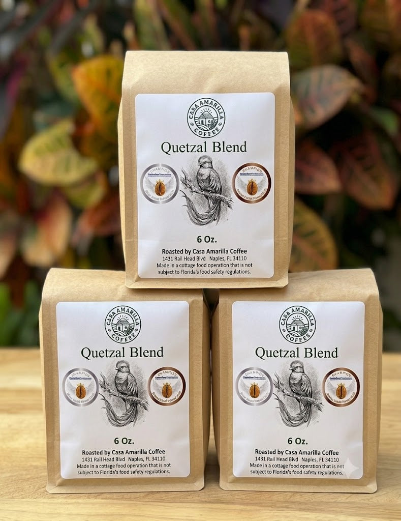 Quetzal Blend - Whole Bean Light Roasted Coffee  6 oz.